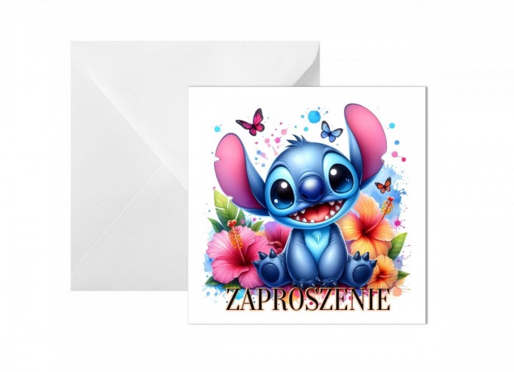 Zaproszenia zaproszenie na urodziny 10 sztuk IMIĘ Stitch STICH koperty